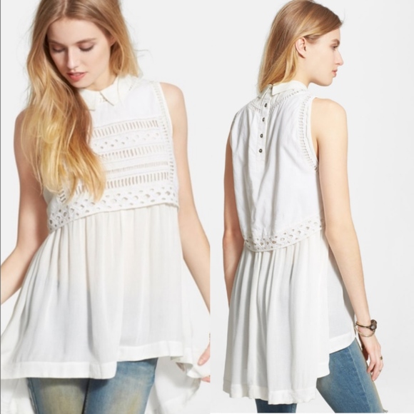 Free People Tops - FREE PEOPLE Twice as Nice Tunic Top Blouse White T